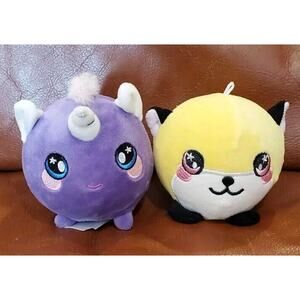 Starry-eyed Yellow Cat And Unicorn Round Stuffed Animal Plush Ball Toys